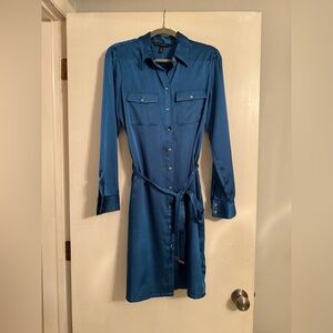 White House Black Market Blue Long Sleeve Dress